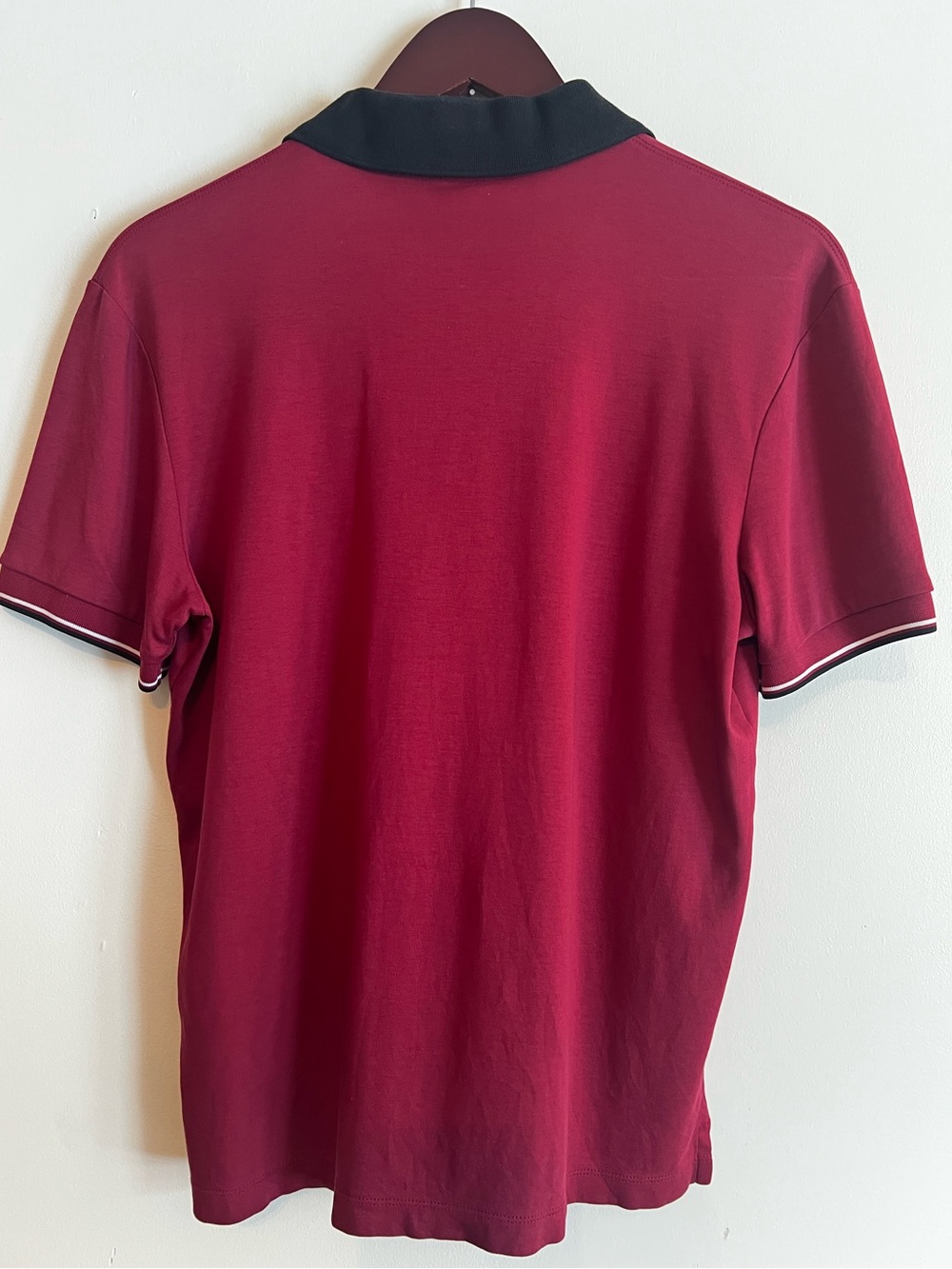 BOSS • Hugo Boss • Mens Small • Red • Mercerised Polo Shirt • Striped Trim Logo - Picture 2 of 7
